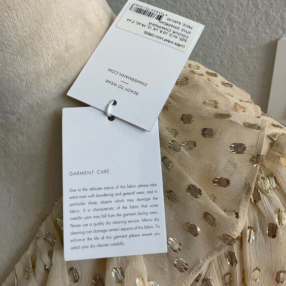 Zimmermann Ruffled Metallic Silk Wrap Minidress - Picture 8 of 10